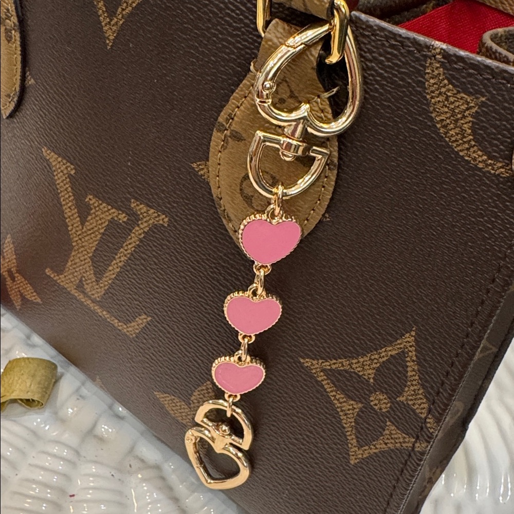 Modern Boho Pink Heart Charm Accessory Bag Charm & Keyring